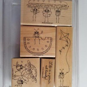 Stampin UP! Ladybug Picnic 2004 Set of 5 mounted stamps
